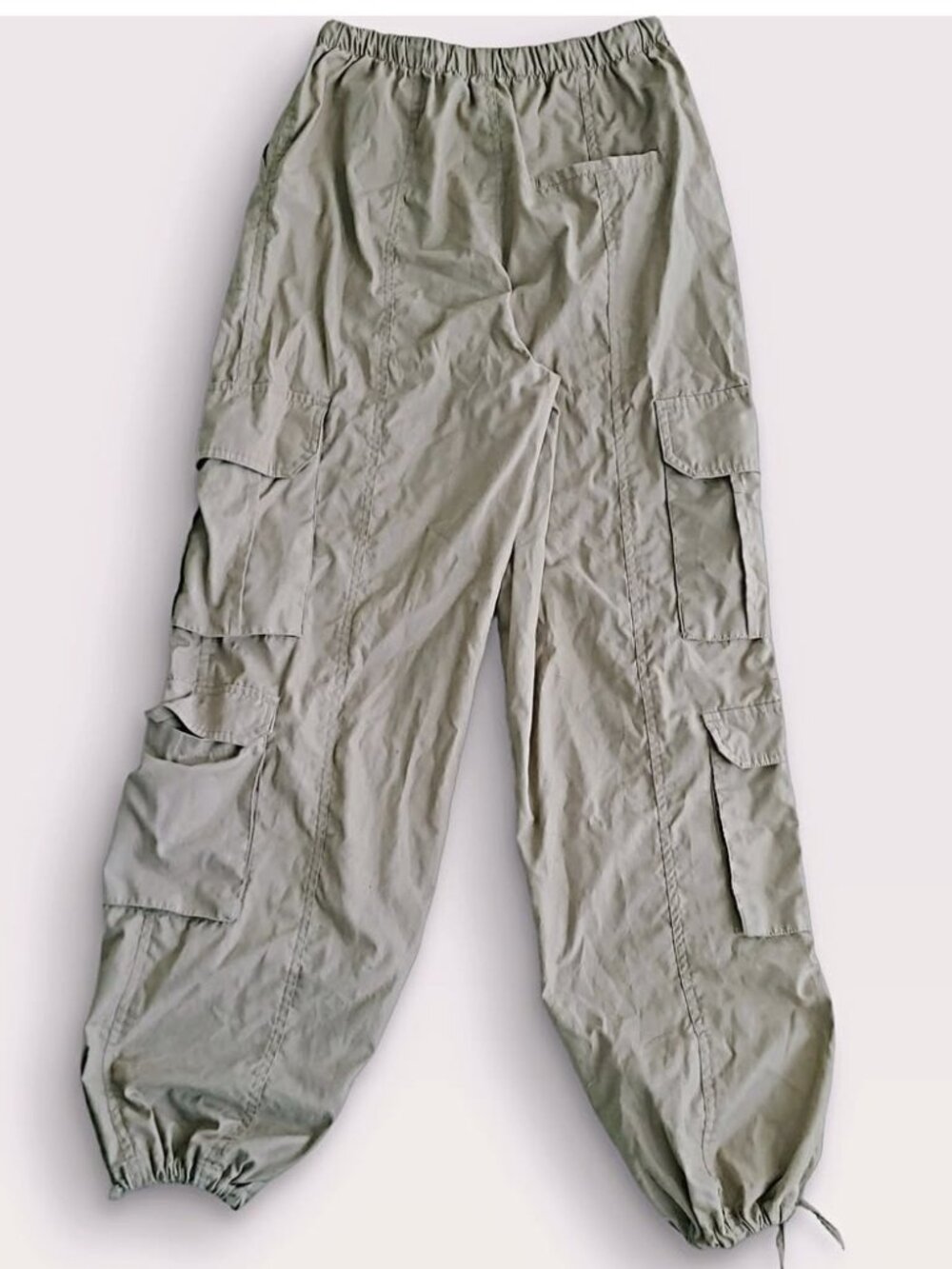 Refuge Cargo Vintage Wide Leg Jogger Beige Trousers (M)